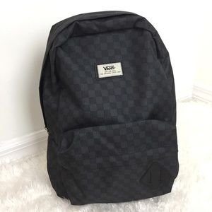 vans grey checkered backpack